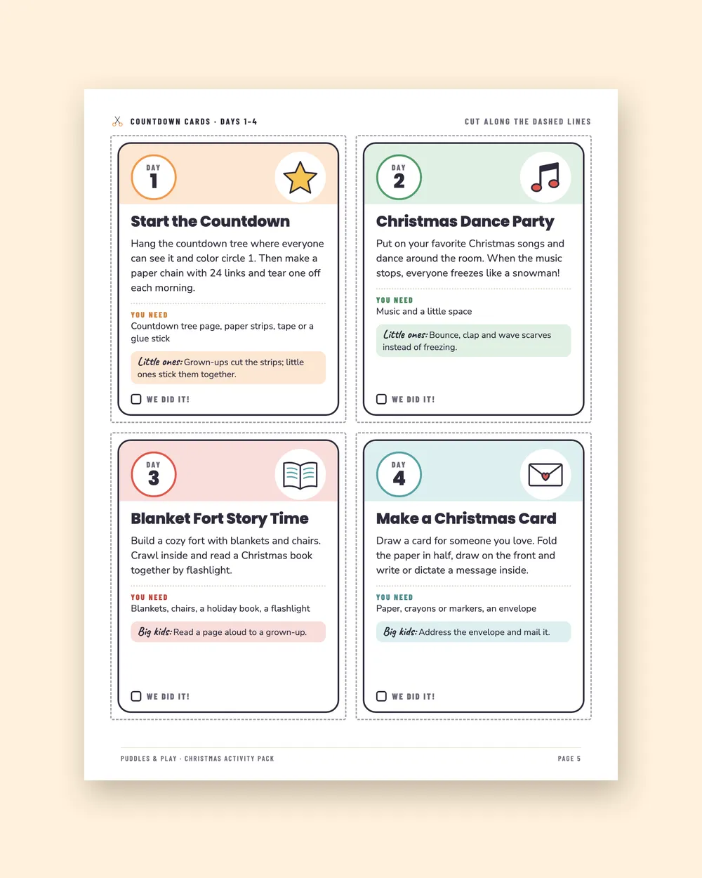 The Christmas Activity Pack for Kids (Ages 3-8): inside page 1